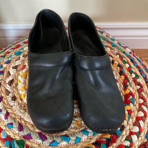 Dansko Black Leather Clogs Shoes